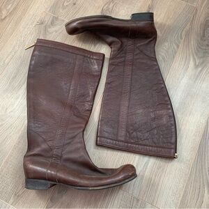 Poppy Barley Brown Leather Knee-High Riding Boots